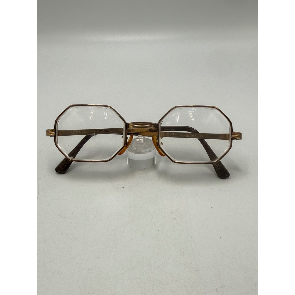 Vintage 14K Gold Filled Octagon Eyeglass Frames France Hexagonale 44/20 Gold
